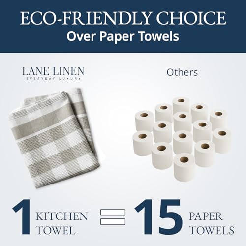 LANE LINEN Cotton Kitchen Towels Set, 4-Pack – Absorbent, Quick-Drying Dish Towels, Tea Towels, 18" x 28" - Slate Grey - color: 08: Slate Grey, size: 18''x28" - 4 Pack