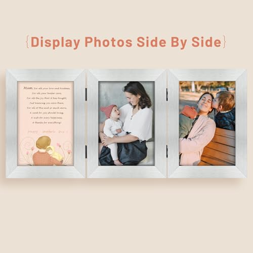 Golden State Art, 4x6 Triple Picture Frame Silver- Real Glass, 1 Pack | Trifold Photo Frame Vertical Display for Desktop - Three Folding Picture Collage - color: Silver, size: 4x6(1 Pack)