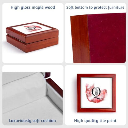 3dRose Letter Q Personal Floral Vintage Floral Monogram-Personalized Initial Jewelry Box 7 x 7 inch with 4 inch tile