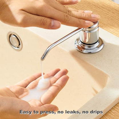 Gagal Soap Dispenser (Chrome) and Extension Tube Kit for Kitchen Sink, Complete Brass Pump with 40" Silicone Tube Connect to The Bottle Directly, Say Goodbye to Frequent Refills - color: Chrome