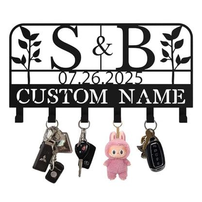 Custom Metal Key Holder, Personalized Key Holder Wall Mount with，Name Background Letter Theme, Ideal Keys Holder On Wall, Suitable for Living Room, Entrance, Kitchen(530) - color: Branches