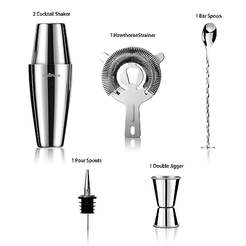 Cocktail Shaker,Cocktail Shaker Set 6 Pcs,27OZ Drink Shaker | Martini Shaker,Boston Shaker,Cocktail Strainer,Bartender Kit,Stainless Steel Double Measuring Jigger,Mixing Spoon