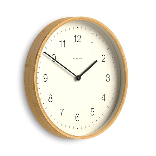 NEWGATE® Mauritius wall Clock | Scandi Inspired Bamboo Clock | 15" | Modern Minimalist Design for Kitchen, Living Room or Office - color: Mauritius Mongoose Dial, size: 38