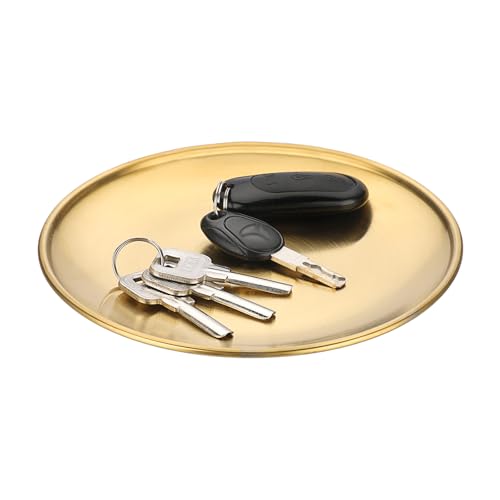 Small Key Bowl for Entryway Table Decor Gold Candle Plate Key Tray Decorative Metal Jewelry Dish Holder for Vanity Kitchen Counter Coffee Table