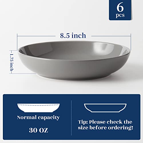 Y YHY Pasta Bowls 30oz, Large Grey Salad Serving Bowls - color: Gray, size: 30 oz