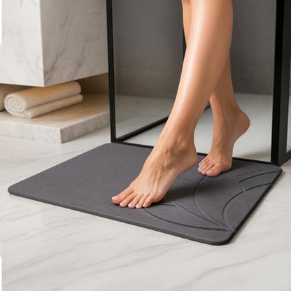 Stone Bath Mat - Diatomaceous Earth, Quick Dry - West Lotus | Non-Slip, Stone Bath Mats for Bathroom, Bath Stone, Diatomite, 23.6"x15.4", Luxury Bath Mat - color: West Lotus