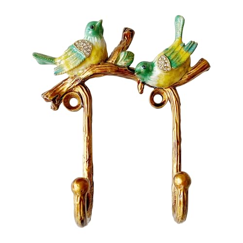 Vintage Bird Shaped Decorative Wall Hook Rack Hanger for Hanging Clothes Coats Towels Keys Hats, 1 Pack Antique Metal Mounted Wall Hook - color: 2 Birds