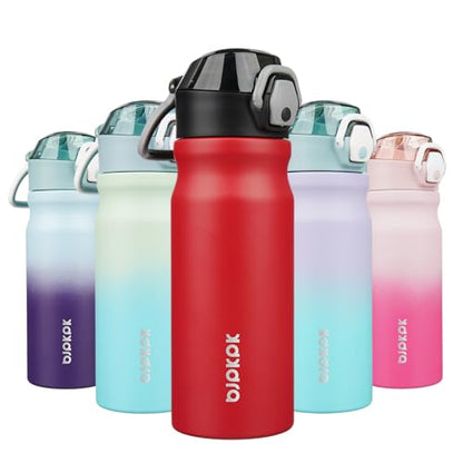 BJPKPK 18 oz Water Bottle with Straw & Handle, Insulated Stainless Flask | Leak Proof Locking Lid, Thermal, Double Wall Vacuum, Keeps Hot/Cold, BPA Free, Dishwasher Safe, Travel & Sports, Red - color: Red, size: 18 Ounces