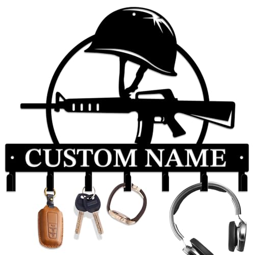 Personalized Gun Theme Metal Wall Keys Hooks Decor,Custom holder-D | Casebrick Men Cave Gift,Shooting Range,Clothes Hooks coat racks,Decorations for home door Entrance Hallway Bedroom Hats - color: Style D