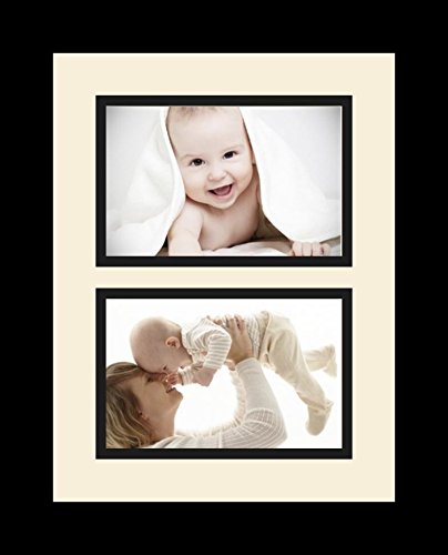 ArtToFrames Collage Photo Frame Single Mat with 2-4x6 Openings and Satin Black Frame. - color: 2 - 4x6 - (2367)