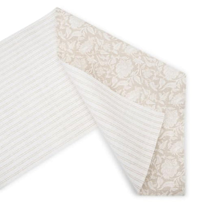 100% Cotton Table Runner 72x13 Inch, Reversible Printed Table Runner, Durable & Elegant for Dining Table, Wedding, Restaurant, Oeko-TEX Certified - Beige - color: Floral Printed Beige