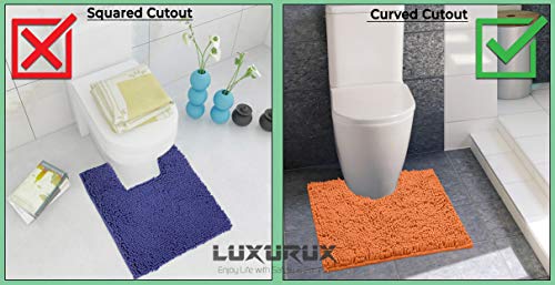 LuxUrux Bathroom Rugs Sets 2 Piece: Quick Dry, Soft Plush Anti-Slip, Super Absorbent. Includes Rectangular (31x20 inches) & U-Shaped Toilet Mat (20x20 inches) | Brown - color: Brown, size: 2 Piece Set