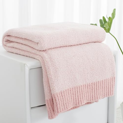 Carriediosa Heather Throw Blanket 60x80, 400GSM Ultra Soft Microfiber | Dusty Pink, Fuzzy Fluffy Cozy Plush Knit Knitted Throws, Lightweight Cute Preppy Fall Blankets for Couch, Bed - color: Heather - Dusty Pink, size: 60" X 80"