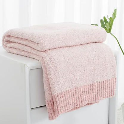 Carriediosa Heather Throw Blanket 60x80, 400GSM Ultra Soft Microfiber | Dusty Pink, Fuzzy Fluffy Cozy Plush Knit Knitted Throws, Lightweight Cute Preppy Fall Blankets for Couch, Bed - color: Heather - Dusty Pink, size: 60" X 80"