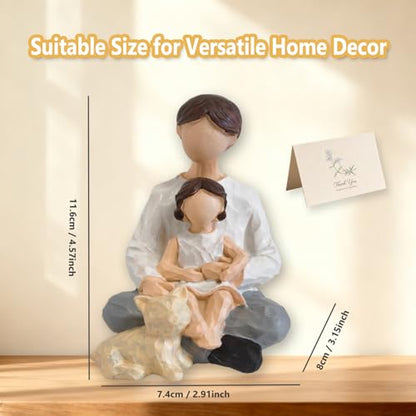 Father and Daughter with Cat Figurines Gift,Hand-Painted Resin Dad Cuddle Kids Family Statue, Father Daughter Sculpted Gifts for Father’s Day,Anniversary, Birthday,Thanksgiving, Christmas - color: Father-daughter & Furry Friend