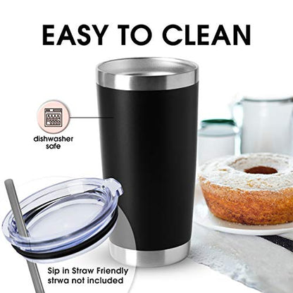 HASLE OUTFITTERS 20oz Tumblers Bulk Stainless Steel Cups with Lid Double Wall Vacuum Insulated Coffee Mugs for Cold & Hot Drinks 1 Pack, Black - color: Black-A, size: 1 Count (Pack of 1)