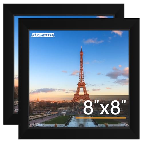 8x8 Picture Frames Set of 2, Photo Frame with HD Plexiglass, Display Pictures 4x4 with Mat or 8x8 Without Mat Multi Picture Frames Collage for Tabletop or Wall Display, Black - color: Black, size: 8"×8"
