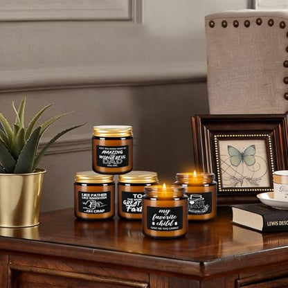 12-Pack Amber Jar Father's Day,Scented Candles, Gift for Dad 3.5oz, Natural Soy Wax and Premium Essential Oils. Ideal for Study Home & Office Aromatherapy. - color: 12Pack-Brown