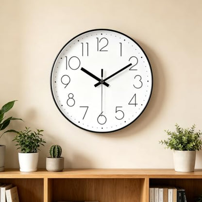 2 Pack Black&Silver Wall Clock 12" Silent Wall Clocks Battery Operated | Office Kitchen Living Room Bedroom - color: Black&silver, size: 2 Pack-12 Inch