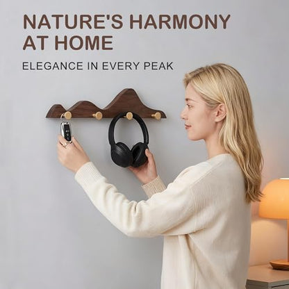 Starry Wood Coat Hooks Wall Mount Wooden Modern Decorative Wall Mount Coat Rack with 4 Gold Brass Hooks Heavy Duty Mounted Entryway Coat Rack for Hanging Coats Keys Hats Towels Bags Purse Walnut - size: 4 Hooks
