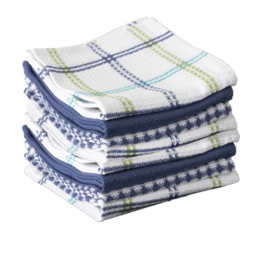T-Fal Premium Waffle Dish Cloths: Highly Absorbent, Super Soft Long Lasting - 100% Cotton, 12"x13" Towel for Cleaning & Drying, (8-Pack), Cool - color: Cool, size: 8-Pack