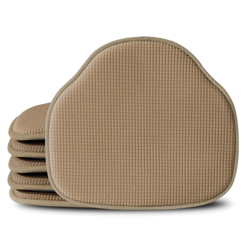 Shinnwa Windsor Chair Cushions 6 Pack, Non Slip Kitchen Seat Cushion, Farmhouse Chair Pads for Dining Room, Set of 6, 17 x 15.5 inches, Brown - color: Brown, size: 6 Count (Pack of 1)