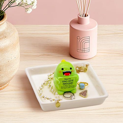PUDDING CABIN Funny Birthday Gifts for Women Dinosaur Ring Holder Dish for Rings Earrings Necklace Bracelets Jewelry Organizer Cute Room Decor, Mothers Day Gift for Mom Friendship Christams - style: Cheer Up Dinosaur