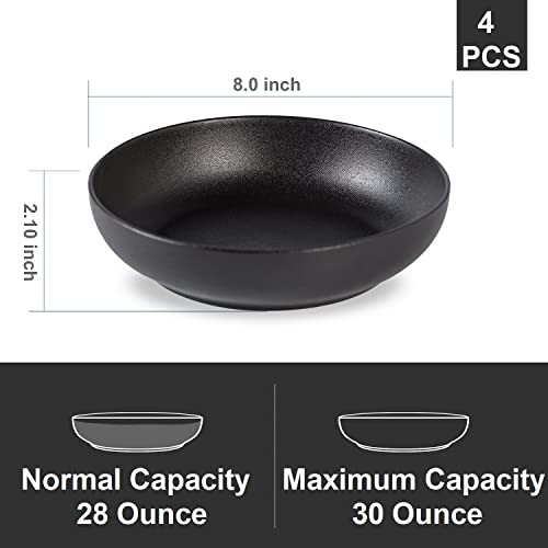 30oz Ceramic bowls set of 4-8" serving bowls for Kitchen,Pasta,Salad-Dishwasher & Microwave Safe Perfect for Housewarming, Thanksgiving, Christmas-Matte Black - color: Matte Black