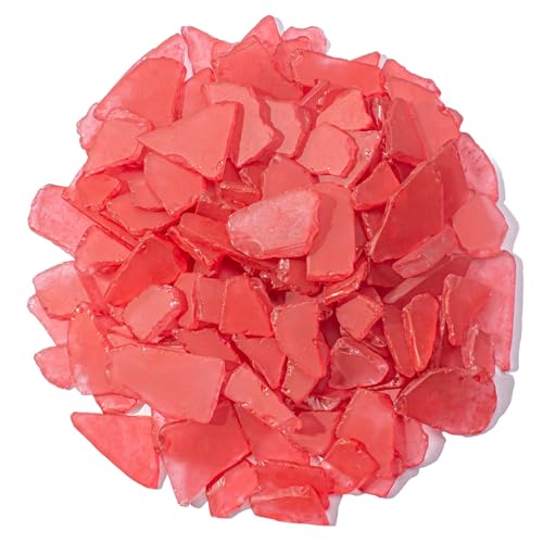Keedolla 15 Oz Flat Sea Glass Bulk Pieces for Crafts, Tumbled Crushed Beach Seaglass Pieces for Sea Glass Jewelry, Christmas Tree, Wind Chimes Making - Red - color: Red, size: 15 OZ / 0.93 LB