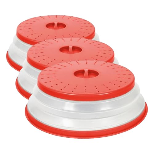 Tovolo Microwave Splatter Cover for Food(Candy Apple Red) Collapsible & VentedSilicone Splatter GuardLid,Microwave Plate & Dish Cover with Handle,BPA-FreeKitchen Gadget for Meal Prep, (Pack of 9) - color: Candy Apple Red, size: Small/Medium/Large - 9-Pack