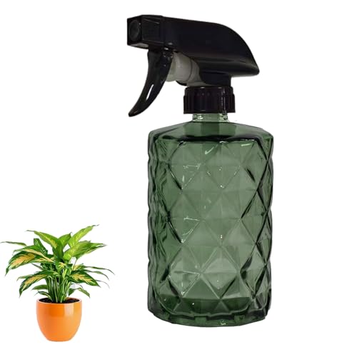 YYTSGG Green Glass Plant Mister Bottle, 12oz Refillable | Water Spray Bottle with Adjustable Mist Nozzle for Indoor Flowers, Outdoor Gardening, Cleaning, Hair and Pets Care - color: Light Green