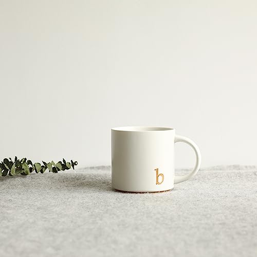 COLLECTIVE HOME Ceramic Coffee Mug, 15 oz Monogram Cup with Gift Box(b) | Dishwasher Safe, Engraved Gold Letter , Personalized Housewarming Birthday Present, Christmas Thanksgiving Mothers Day Gifts - color: gold-b