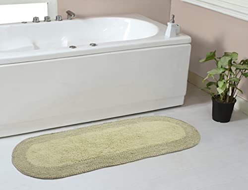 Home Weavers Double Ruffle Collection 100% Cotton Bathroom Rugs Set, Washable Rug, Thick Extra Soft and Absorbent Bath Rug, Kitchen Mat, Bath Mat Set, Bath Floor Mat Non Slip, 21"x54" Runner, Sage - color: Sage, size: 1'9" x 4'6" (Oval)