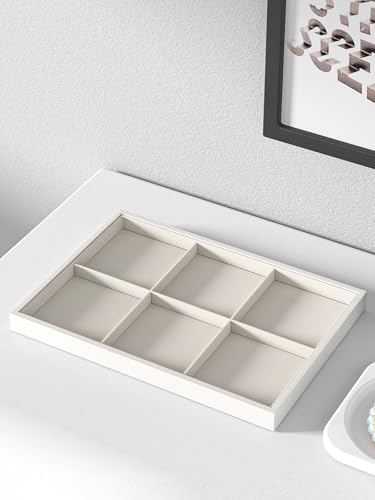 Drawer Jewelry Organizers And Storage,Velvet Bracelet And Ring Display Small Tray,Dresser Jewelry Drawer Organizer Inserts Containers,Earring And Necklace Holder Box (Beige 6 Grids) - style: Beige 6 Grids