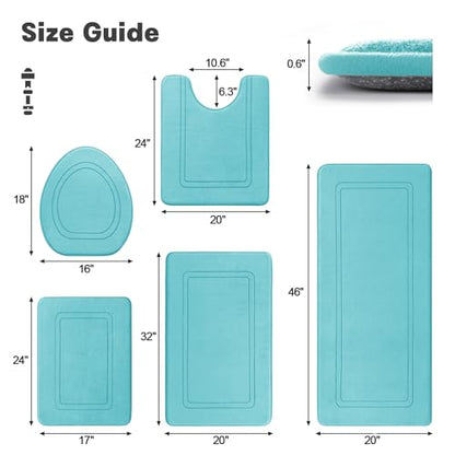 Teal Memory Foam Bath Mat Set 5 Pieces - color: Teal, size: 5pieces