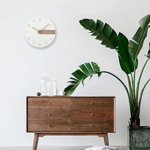 STAHAD Minimalist Wooden Wall Clock Silent Hanging Clock for Living Room and Study Easy to Read Medium Density Fiberboard Wall Decor Without Battery