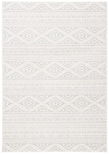 SAFAVIEH Tulum Collection Accent Rug - 2' x 4', Ivory & Light Grey, Moroccan Boho Tribal Design, Non-Shedding & Easy to Clean, Ideal for Front Door, Kitchen, Entryway, Foyer (TUL272G) - color: Ivory/Light Grey, size: 2' x 4' (Rectangular)