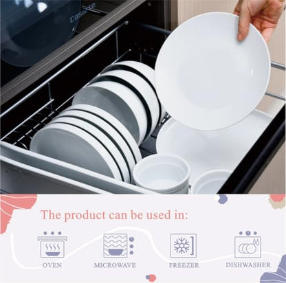 Miicol Ceramic Appetizer Plates Set of 6, White Dessert Plates 8 Inch, Small Dinner Plates, Modern Round Salad Plates, Porcelain Serving Dishes for Snack, Bread, Fruit, Microwave & Dishwasher Safe - color: White