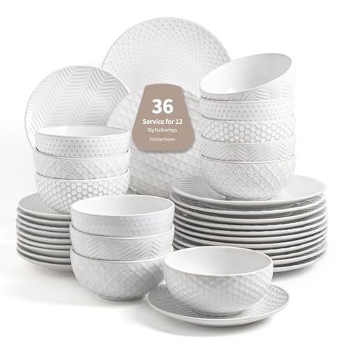 36-Piece Dinnerware Set for 12,Transform Your Table with Stylish Plates & Bowls,Ideal for Hosting, Entertaining & Special Occasions, Dishwasher Safe - size: Service for 12 (36pcs)
