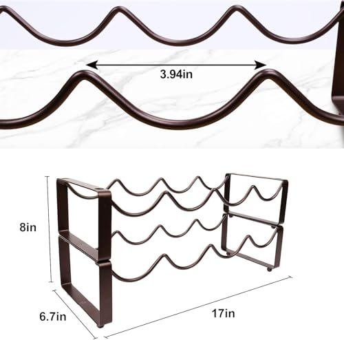Carperipher Stackable Wine Rack Countertop, 8 Bottles 2 Tier Wine Cabinet Counter, Wine Rack Holder and Storage, Metal Wine Bottle Holder Freestanding for Cabinet - size: 2 Tier