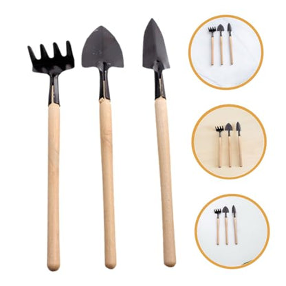 Homoyoyo 18pcs Mini Garden Tools Set for Flower Pots Succulent Plants, Metal Hand Tools with Shovel Rake Trowel, Indoor Gardening Soil Loosening and Transplanting Kit for Plant Care