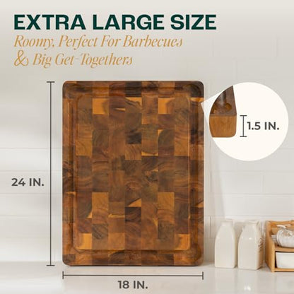 Yes4All Extra Large Acacia Cutting Board, End Grain Board, 24"x 18"x 1.5" - size: 24"L x 18"W, style: Acacia