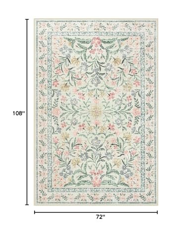 Lahome Boho Beige Rugs for Living Room 6x9, Washable Kids Rugs for Bedroom Girls, Farmhouse Soft Baby Carpet for Nursery, Non-Slip Carpet for Dining Room Playroom, Beige | Soft Baby Girls Carpet for Nursery, Non-Slip Carpet for Dining Room Playroom, Beige
