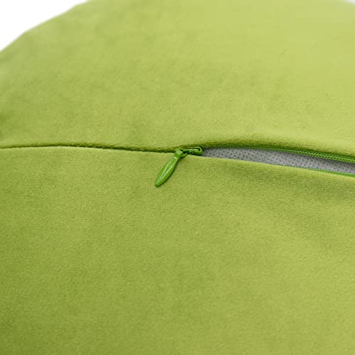 JWH 3D Flower Throw Pillow Cover, Velvet, Green Yellow, 12 Inch | Round Floral Cushion, Sunflower Accent, Handmade, Decorative Pops for Bed Couch Sofa Chair Car Living Room