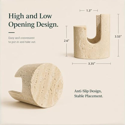 Travertine Sponge Holder, High-Low Airflow Stone Sink Caddy