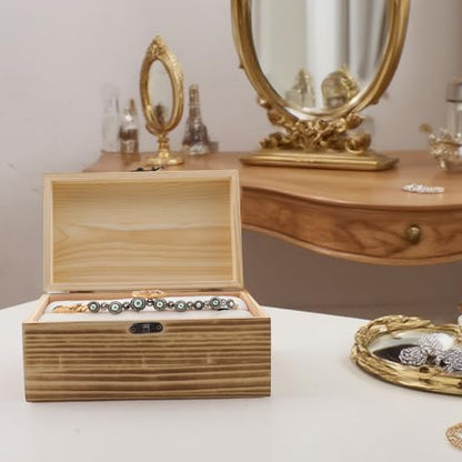 KUMGROT Wooden Box With Hinged Lid - Writable Vintage Gift Box | Handmade Solid Wood Storage for Photos, Jewelry, Coins, Cards - 5.5" x 2.4" x 2.1", Brown - style: Small Rectangular