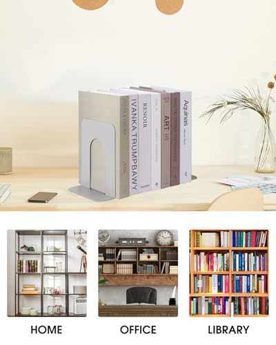 Honagu Bookends, Metal Book Ends, Bookends for Shelves, Book Holder Stopper for Heavy Books, /CDs/DVDs (1 Pair/2 Pieces, Grey) - color: Gray