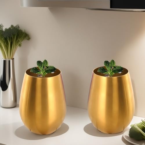 18 Ounces Gold Wine Glasses Set of 2, 18/8 Stainless Steel Stemless Drinking Cups for Cocktails, Durable 304 Stainless Steel Tumbler Wine Glasses Gift Essentials and Dishwasher safe