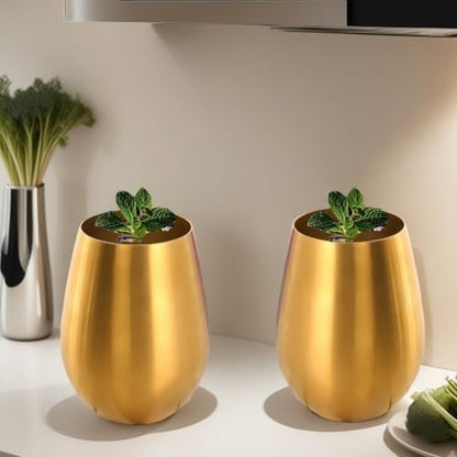 18 Ounces Gold Wine Glasses Set of 2, 18/8 Stainless Steel Stemless Drinking Cups for Cocktails, Durable 304 Stainless Steel Tumbler Wine Glasses Gift Essentials and Dishwasher safe