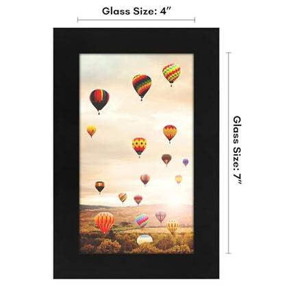 Americanflat 4x7 Picture Frame - Engineered Wood - Black | Shatter-resistant glass, wall or tabletop display with included easel, sawtooth hangers included - color: Black, size: 4x7